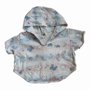 Vintage Carters Girls Short Sleeve Hooded Sweatshirt Size 4T Beach Print